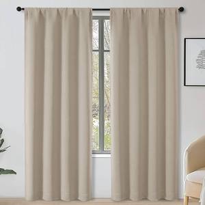 lot 12411 image: OWENIE Sally Blackout Curtains 40x72 Inch 2-Panel Set Biscotti Beige