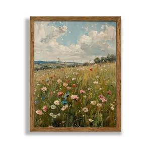 lot 12421 image: AVECCO Canvas Wall Art Wildflower Field 8x10 Framed