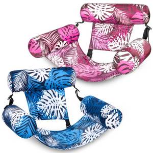 lot 13189 image: SLOOSH Inflatable Pool Floats Adult,2 Packs Floating Lounge Chairs,Blow up Pool Noodles for Adult Heavy Duty,Floating Chair for Party Summer Water Beach Lake Fun,Tropical Leaves-Pink,Blue