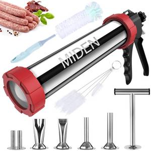 lot 13200 image: Miden 3rd Gen 2.7LB Premium Beef Jerky Gun Kits, Upgraded 316 Stainless Steel Jerky Maker,Jerky Shooter,Meat Gun,Sausage Stuffer, Beef Jerky Making Gun with 1 Meat Pusher, 5 Nozzles&5 Cleaning Brushes
