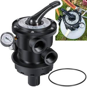lot 13204 image: Replacement for Hayward SP0714T VariFlo Top-Mount Multiport Valve for All Hayward Above-Ground Pro and VL Series Sand Filter 1.5-Inch FIP Plumbing 7-Positions Clamp Style Control Valve Upgraded Black