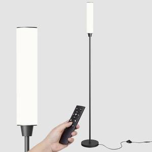 lot 13211 image: Nukanu Floor Lamp with Remote Control,Bright Floor Lamps for Living RoomBedroomOffice, Stepless Adjustable 3000K-6000K Colors and 10-100% Brightness,Standing Light with Foot Switch (Black)