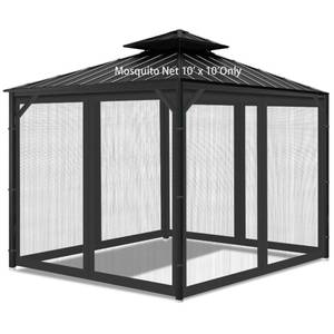 lot 13219 image: 10x10 Gazebo Mesh Netting, 4 Panels with Zippers, Black