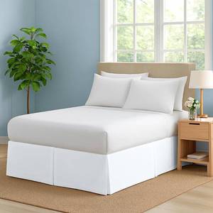 lot 13221 image: Bed Skirt King Size Pleated Style by Comfort Beddings 100% Cotton Blend Fabric, Premium Tailored Fit 1pc Bedskirt King Size 16 Drop Length White Solid