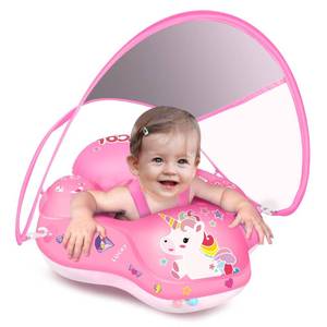 lot 13226 image: Baby Pool Float with Canopy UPF50, 5 Point Safety Buckle No Flip Over, Inflatable Toddler Floaties Infant Pool Floats with Double Air Chambers, Baby Beach EssentialsTraval for 3-36M Unicorn S