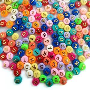 lot 14384 image: Amaney 500pcs Big Colorful Letter Beads 10x6mm Alphabet Round Flat Beads for DIY Craft Making