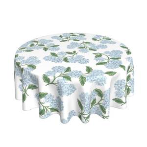 lot 14388 image: Sorktse Blue Floral Round Tablecloth 70 Inch Vintage Blue Green Hydrangea Flroal Table Cloth Polyester Fabric Spring Summer Flowers Table Cover for Kitchen Holiday Party Dining Picnic Outdoor Decor