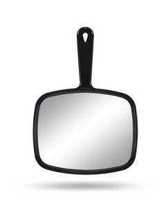 lot 14408 image: Gladmart 10.3 L x 7.4 W Hand Mirror for Home and Barber, Black