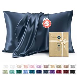lot 14414 image: Bedsure Satin Pillowcases Queen Set of 2, Similar to Silk Pillow Cases Blue
