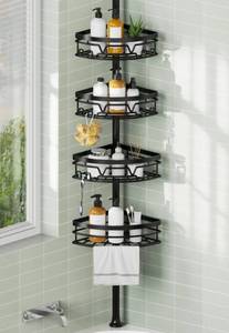 lot 19440 image: KEGII Corner Shower Caddy Tension Pole, Fan-Shaped Large Capacity Organizer