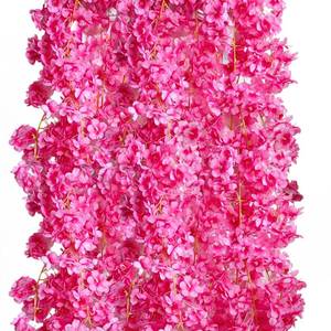 lot 19443 image: ASTRYAS 8Pcs Artificial Cherry Blossom Garland Vines, 5.9ft, Hot Pink