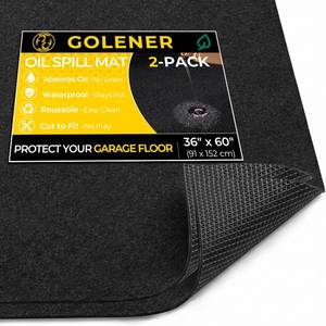 lot 19453 image: Golener 2-Pack Oil Spill Mats - Garage Floor Mat, Absorbent Oil Pad, Premium Maintenance Mat, Waterproof, Contain Liquid, Protect Garage Surface from Spill & Stain, Reusable, Durable, Black, 36x60