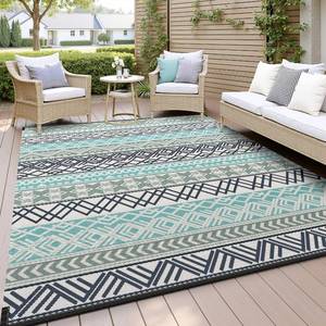 lot 19456 image: MontVoo Outdoor Rug Carpet Waterproof-Patio Rug Mat 5x8 Reversible RV Outdoor Camping Rugs Picnic Beach Mats Plastic Straw Outside Rugs for Balcony Porch Pool Deck Boho Patio Decor
