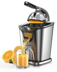 lot 19457 image: Healnitor 150W Electric Citrus Juicer Squeezer with 2 Cones, Stainless Steel Quiet Orange Juice Extractor Machines for Lime Grapefruit Lemon, Detachable Design (Used)