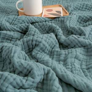 lot 19467 image: EMME Muslin Throw Blanket for Adults 100% Cotton Blankets for Couch 4-Layer Summer Breathable Gauze All Season Soft and Lightweight Pre-Washed (Teal, 50x71)