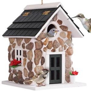 lot 19473 image: MIXUMON Bird Houses for Outside, Outdoor Bird House for Bird Families Bluebird Sparrow Finch Cardinals Hanging Birdhouse for Garden.