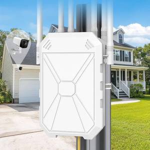lot 19475 image: Outdoor WiFi Extender AC1200, Long Range WiFi Booster Signal Booster Outdoor WiFi Access Point, IP65 Weatherproof, RepeaterAPRouter Mode, with PoE,for Patio, Starlink, Yard, Farm