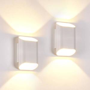 lot 19479 image: LUXLUCIO White Up & Down Indoor Outdoor LED Wall Sconce, 7.9 Inch, 2 Pack