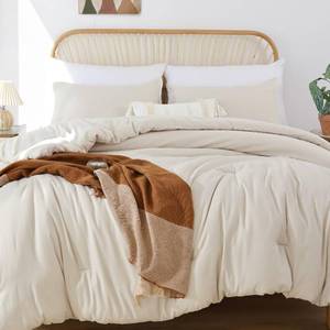 lot 19489 image: ROSGONIA Beige TwinTwin XL Comforter Set for College Girls Boys, 1 Comforter & 1 Pillowcase, All Season Kids Comforter Sets Lightweight Dorm Bedding