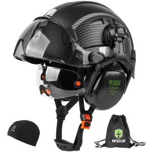 lot 19493 image: GREEN DEVIL Hard Hat Safety Helmet with Visor and Ear Muffs Men Women Vented Work Hardhat ANSI Z89.1 Cascos De Construccion for Industrial Construction Forestry