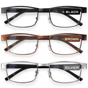 lot 20001 image: BLS Businessman Rectangular Reading Glasses - Professional Durable Readers - Blue-Light Blocking Lenses