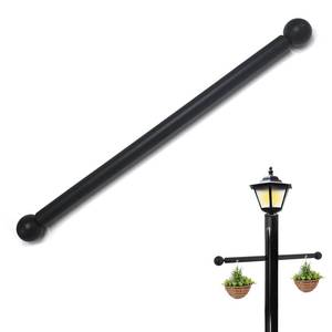 lot 20002 image: Lamp Post Cross Arm Steel Cross Arm Ladder Rest with Removable Knobs 16 inch Cross Arm Replacement for Outdoor Lamp Posts Pole Light, Black
