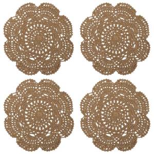 lot 20004 image: Phantomon 8 Inch Doilies Crochet Round Lace Doily Handmade Placemats 100% Cotton Crocheted Coasters, Pack of 4 (Brown)