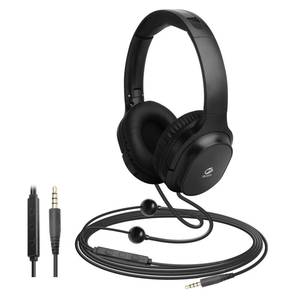lot 20011 image: ibrain Air Tube Headphones Air Tube Headset Over The Ear Headphones Wired Airtube Headset with 3.5mm Jack - Black
