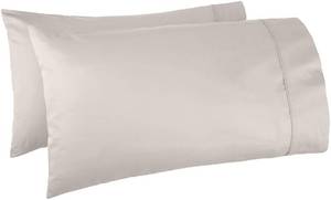 lot 20013 image: Amazon Basics 400 Thread Count Soft Luxury 100% Cotton Wrinkle Resistant Pillow Cases, Smooth Sateen, Machine Wash, King, Stone Gray, 40 x 20, Set of 2, Pillows Not Included