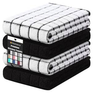 lot 20016 image: Homaxy Large Premium Cotton Kitchen Towels 16x 28, 4 Pack, Black