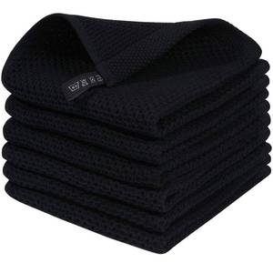 lot 20019 image: Homaxy 100% Cotton Waffle Weave Kitchen Dish Cloths 6-Pack, Black