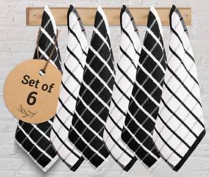 lot 20028 image: Urban Villa Kitchen Towels Cotton Dish Towels 12x12 (Set of 6) Black White