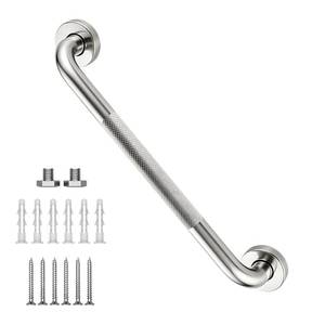 lot 20037 image: 16 Inch Shower Grab Bars,1.25 Dia Knurled Brushed Nickel Safety Bars