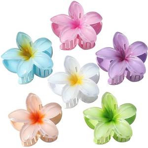 lot 20042 image: Sisiaipu Flower Hair Clips for Women 4 Pcs Hawaiian Large Claw Clips Plumeria Medium Hair Claw Clips for Thick Thin Hair Hibiscus Tropical Beach Hair Accessories for Women Girls and Girls (4 Pieces Only)
