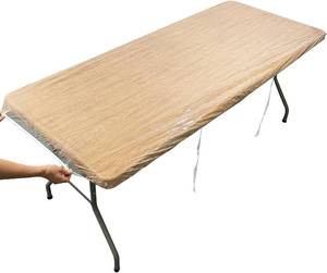 lot 20055 image: Clear Vinyl Rectangle Fitted Tablecloth Elastic Edged Table Cloth Waterproof Oil-Proof Plastic Cover