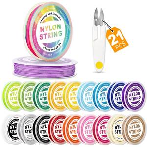 lot 20057 image: 20 Rolls Nylon String for Bracelets Making, Nylon Cord for Jewelry Making, Chinese Knotting Cord, Nylon Beading Thread for Bracelets, Beads, Keychain Making, Necklaces, Kumihimo, Crafts