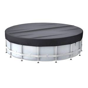 lot 20058 image: 12 Ft Round Pool Cover,Swimming Pool Cover for Above Ground Pools,Inflatable Pool Cover with Pool Accessories,Solar Cover Including Drawstring Design,Tarp Ideal for Waterproof and Dustproof