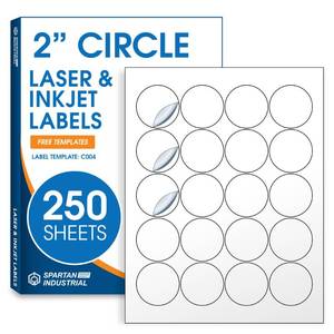 lot 20064 image: 2 Round Stickers for Laser & Inkjet, Spartan Industrial Template C004
