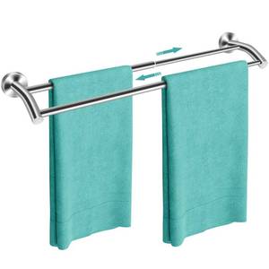 lot 20072 image: MGahyi Silver Telescopic Double Towel Bar Wall Mount 14.5-24.8Inch