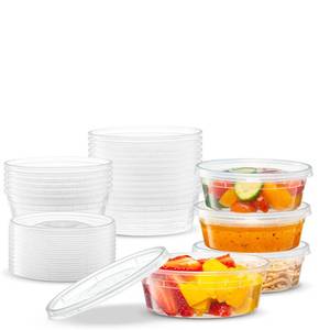 lot 20076 image: ELEGANT DISPOSABLES 8 OZ - 24 Sets Plastic Deli Food Storage Containers with Airtight Flexible Lids Microwavable, Leak Free, Washable, Freezer Safe.