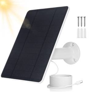 lot 20087 image: USB Solar Panel for Ring Camera - Type-C Solar Panel Charger 5v 6w with 10ft Waterproof Charging Cable, IP66 Weatherproof,Includes Secure Wall Mount