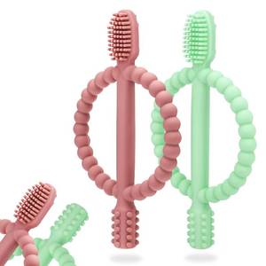 lot 20090 image: MISSLILI Baby Teething Toys with Easy-Hold Handle, Infant Toothbrush (Pink)