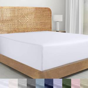 lot 20097 image: California Design Den 100% Organic Cotton Fitted Sheet Full, Bright White