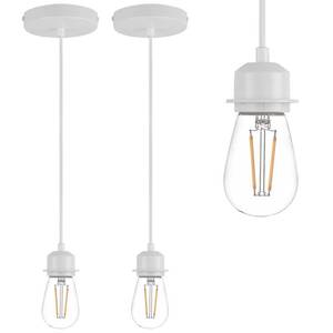 lot 20473 image: Xisakaca 2 Pack Vintage Pendant Light Kit, Farmhouse E27 Base Industrial Lamp Lantern Socket Canopy Kit Cord Holder, DIY Hanging Light Ceiling Lighting Fixture for Kitchen Island Corridor Bar Cafe