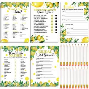 lot 20482 image: Leinuosen 145 Pcs Lemon Bridal Shower Games Wedding Bridal Party Favors