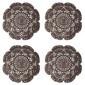 lot 20491 image: Phantomon 8 Inch Doilies Crochet Round Lace Doily Handmade Placemats 100% Cotton Crocheted Coasters, Pack of 4 (Dark Brown)