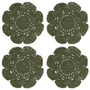 lot 20495 image: Phantomon 8 Inch Doilies Crochet Round Lace Doily Handmade Placemats 100% Cotton Crocheted Coasters, Pack of 4 (Green)