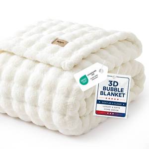 lot 1151 image: Bedsure 3D Cloud Bubble King Throw Blanket for Bed, Off White, 108�90