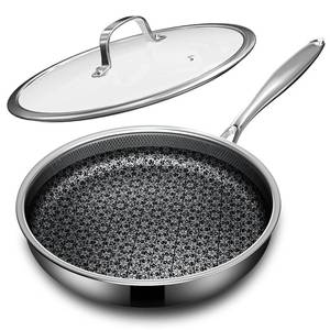 lot 1153 image: KURRUNGIE Non Stick Frying Pans with lid, 12 inch Hybrid Frying Pans Nonstick, non stick Stainless Steel Skillets, Dishwasher and Oven-Safe, nonStick Cookware, Induction Compatible Cooking Pan