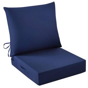 lot 1160 image: IASEAHK Outdoor Chair Cushions, 24 x 24 Inch Outdoor Cushion for Patio Furniture, Patio Chair Cushion, Waterproof & Fade Resistant Deep Patio Furniture Cushions Set with Handle and Ties, Navy Blue